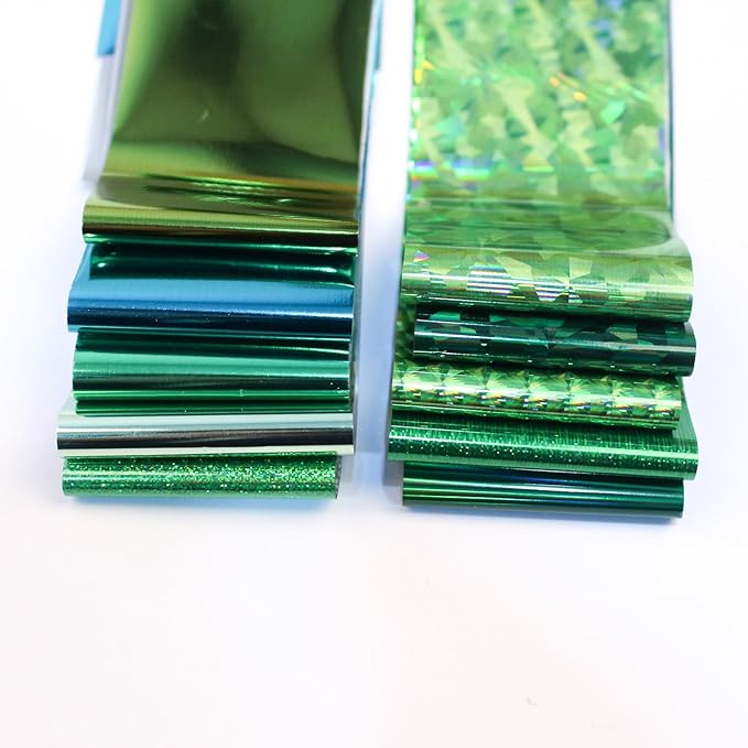 20 Rolls Green Neon Nail Art Foil Transfer Sticker Kit Green Foil Transfers Decals Neon Nail Transfer Stickers Sheets Nail Art Sticker
