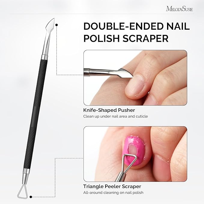 Melodysusie 4 in 1 Acrylic Nail Clippers Set, with Cuticle Trimmer and Dual-Ended Cuticle Pusher Remover, Stainless Steel Acrylic Nail Cutter Set, Pedicure Manicure Acrylic Nail Tools for Home Salon