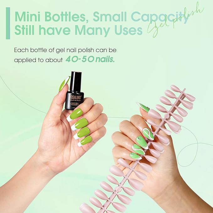 ROSALIND Green Gel Nail Polish, 8 Colors Dark Green Glitter Emerald Olive Forest Shades Gel Polish Soak Off UV MINI from Light to Deep Spring Summer Nail Polish Set for Home Salon Manicure