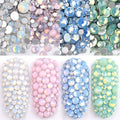 4pack Nail Polish Shine Opal Rhinestone 3D Nail Art Rhinestone Kit Crystal Diamond Rhinestone and Nail Decoration Gem Stone Pink White Blue Green Nail Jewelry Crafts DIY