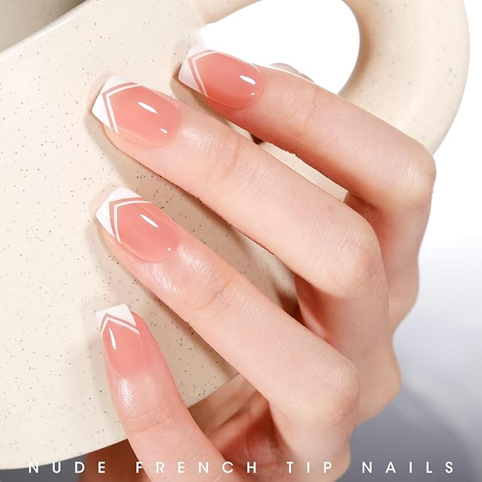 GELLEN Nude Gel Nail Polish, French Tip Gel Nail Polish Set Pink Jelly U V Gelpolish Soak off French Manicure Kit for Nail Art