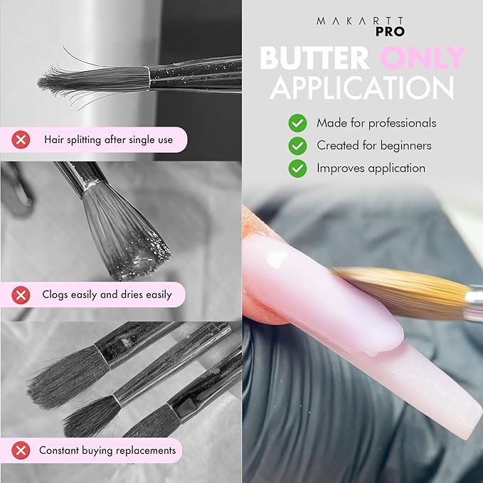 MakarttPro Kolinsky Crimped Acrylic Nail Brush for Acrylic Powder and EMA Monomer Application, Made for Professional Nail Technicians and Beginner Nail Students, Size #12