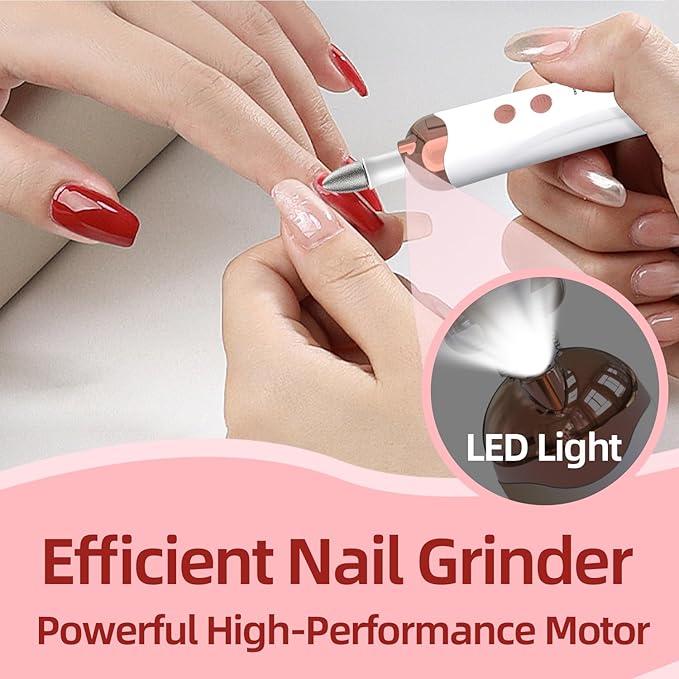 Cordless Electric Nail File Set, Portable Electric Nail Drill Machine,Professional Manicure Pedicure Kit, 5 Speeds Hand Foot Care Tool for Calluses, Thick Nails, Grind, Trim, Polish