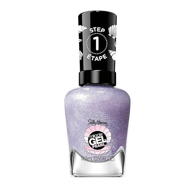 Sally Hansen Miracle Gel Salon Quality Nail Polish | Gel-Like Formula, Two-Step System, No UV Light Needed, Long Lasting | Opaque, Shimmery | 908 Pearl-ple | Pearlescent Lilac Nail Color