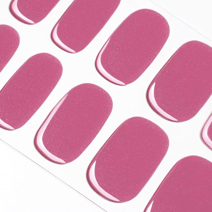 DANNI & TONI Semi Cured Gel Nail Strips Fuchsia (Pink Lemonade) Glossy Gel Nail Wraps 28 Stickers