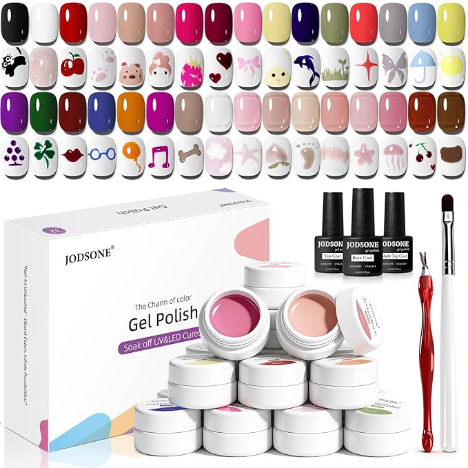 JODSONE 32 Colors Solid Paint Nail Art Gel Polish Set painting Drawing Gel Nail Polish for DIY Nails Art Design