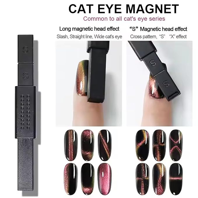 49 Pieces Cat Eye Magnet for Nails Magnetic Beads Cylindrical Strong Nail Magnet Multi-Functional Nail Magnet Double Ended Magnet Wand Magnet Stick Nail Magnet Beads Cat Eye Gel Nail Polish