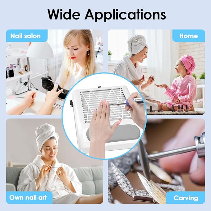 Nail Dust Collector Vacuum 80W Adjustable Power Suction CoFashion Nail Dust Cleaner Machine for Manicure, Dust Collector for Nails for Salon Home Use- Nail Filter When Using Nail Drill