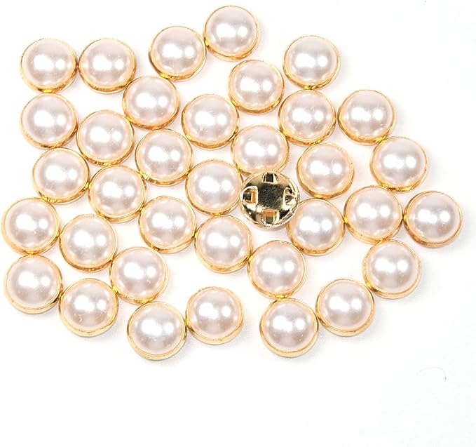 200Pcs Pearl Sew on Rhinestones for Crafting,10mm Claw Pearl Embellished Rhinestoness for DIY,Half Round Pearls for for Crafting Jewelry Handicrafts Clothes Bag Shoes-White(Gold Claw)