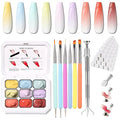 Christmas Gel Polish, 9 Colors Ombre Patting Gel Nail Polish Palette, 100 Sponges 6 Brushes 1Grabber, Blending Color Gradient Painting Nails Art, No Wipe, UV/LED Cured (Set 01)