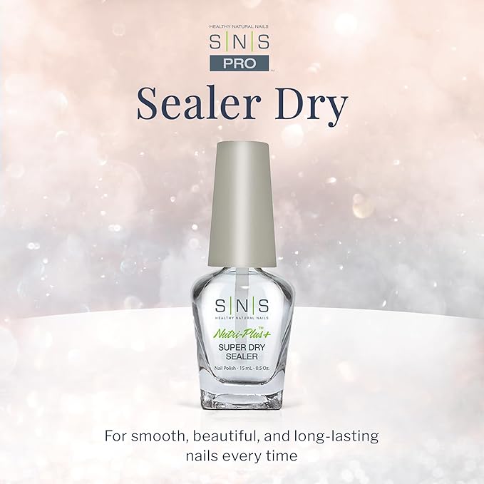 SNS Nail Polish for Nail Dip Powder, Sealer Dry - Sealing & Hardening Agent for Dip Powders - Brings Color & Hardens Manicure Layers - Low-Odor & No UV Lamp Required - 0.5 fl. oz.