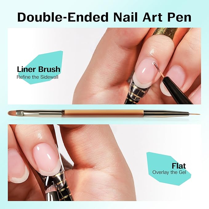 3D Sculpting Builder Gel Nail Art Kit - All In One Formula for Extensions, Sculpture, Designs, Chrome Powder, Rhinestones - Soak Off with UV/LED Lamp for Salon Home DIY