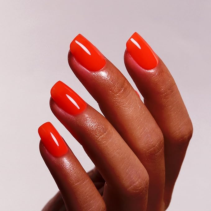 Neon Orange Gel Polish, 0.5 Fl Oz Orange Red Gel Nail Polish Spring Summer Soak Off LED UV Art Starter Manicure Salon DIY Design