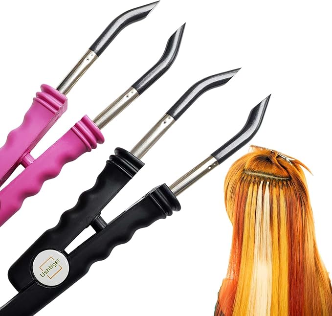Fusion Extension Tools Hair Extension Connector Machine Pre Bonded Keratin Flat Tips Heat Connector Wand Iron Full Tool Kit Hot Fusion Iron Bonding For Diy And Salon Use K Tip Black