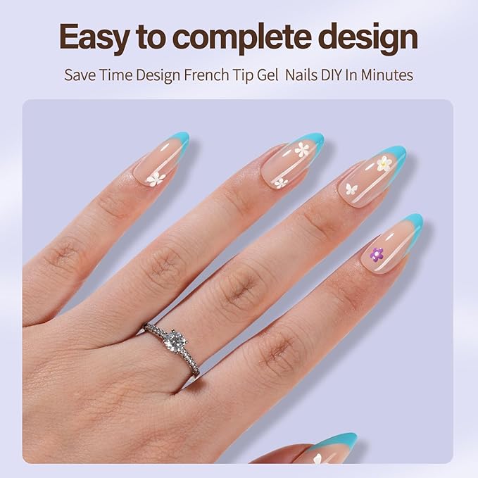 Misssix XBASICTIPS French Tip Press On Nails, 150Pcs French Gel Nail Tips Medium Almond, Soft Gel Pre-shaped No Need to File 3 in 1 Fake Nails for Nail Art DIY Extension Designs 15 Sizes