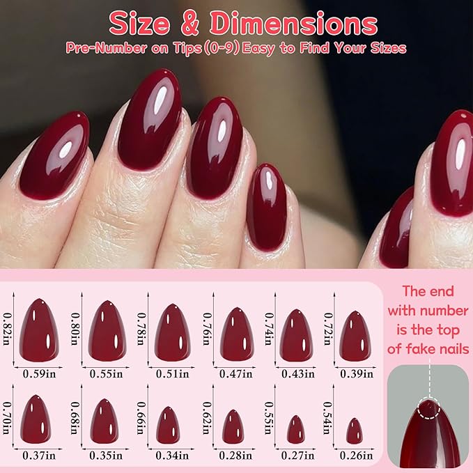 120pc Red Almond Press on Nails Short Fake Nails Press ons for Women Acrylic Nails Press on Nails&Glue Tabs, Short Red Press on Nails Almond False Nail Tip Stick on Artificial Fingernail