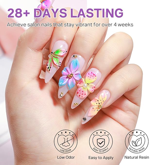 MIZHSE White 3D Sculpting Nail Gel and 9 Colors Patting Gel Polish Kit，3D Gel Nail Art Ombre Soak Off U V LED Painting Gel Set with Sponges, for Home & Salon Use