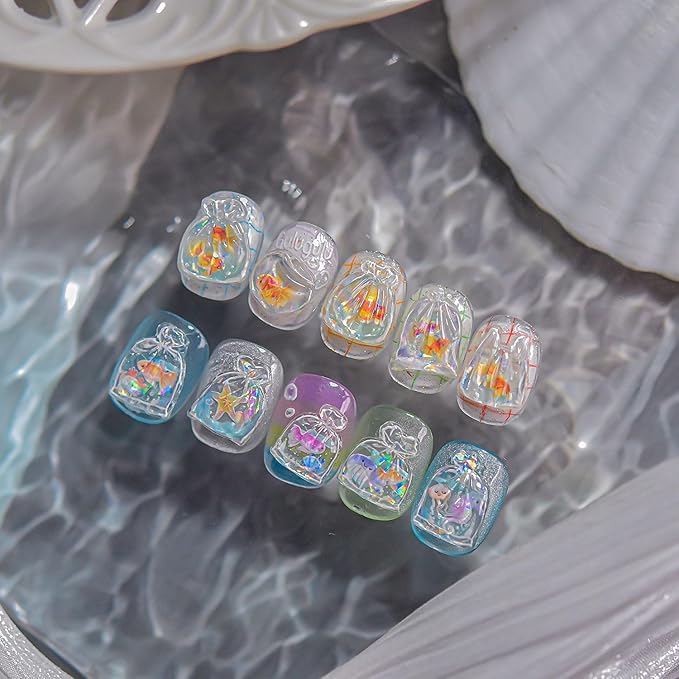 Goldfish Nail Stickers Cute Nail Art Decals Koi Fish Nail Art Stickers Cute Self Adhesive 5D Embossed with Ocean Design Nail Decals for Women Girls Kid Manicure Charms Supply Decoration 2Pcs