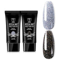 ROSALIND Glitter Black&Silver Extension Gel, 2 PCS 1oz/30ml Glitter Black Silver Poly Nail Gel kit Builder Diamond Gel for Nail Art, Nail Thickening Poly Nail Gel Tube Need UV Lamp