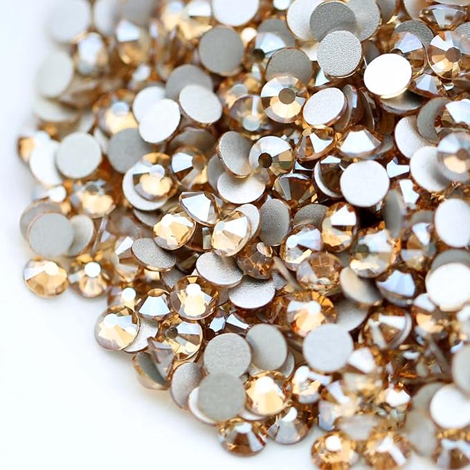 Dowarm 1440 Pieces SS16 Flatback Crystals, 4MM Flatback Crystal Rhinestones for Craft Nails Dance Costumes, Flat Back Nail Crystals, Non Hotfix Rhinestones (SS16 / 4MM, Champagne/Golden Shadow)