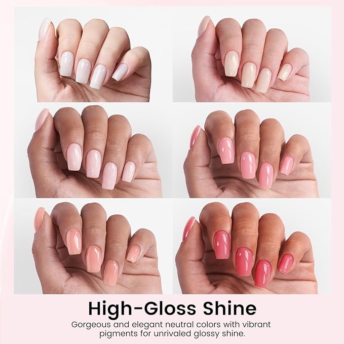 6PCS 18ml TPO Free Jelly Gel Nail Polish Set- Hema Free Milky White Pink Nude Soak off Gel Polish Set with Swatch Board - Same Color Same Bottle Gel Colors Nail Art Salon DIY at Home for Women Girl