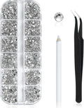 3972pieces Nail Art Rhinestones Kit Nail Gems Ab Flatback 6 Sizes Rhinestones for Nail Art Craft(Clear)