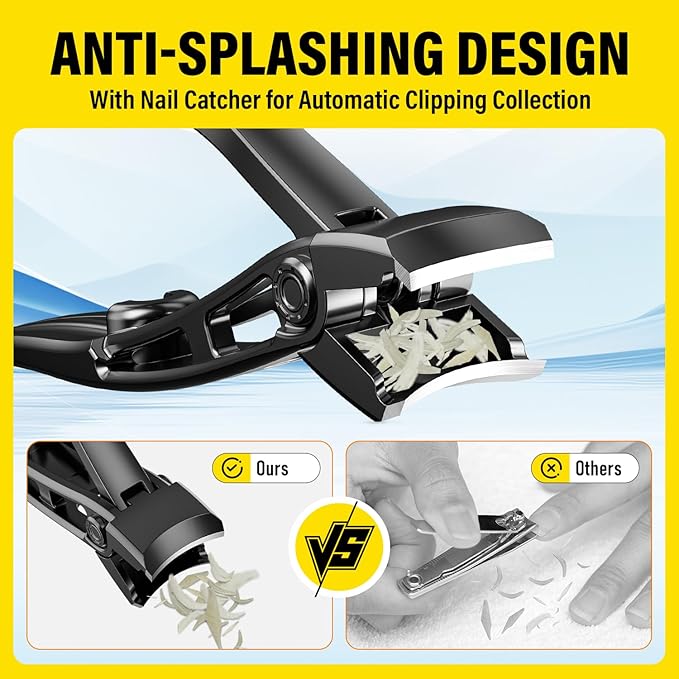 Ultra Wide Jaw Opening Nail Clippers Set, Extra Long Handle Toenail Clippers for Seniors Thick Toenails, Heavy Duty Large Clippers Cutter, Fingernail Clippers Gifts for Seniors, Men & Women Elderly