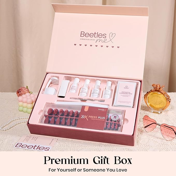 Beetles X Press Gel Nails Kit - Soda Aurora | 7 Colors Spring Cat Eye Press On Nails Short Almond | 224Pcs 16 Sizes All-in-One Kit With Nail Glue,Remover,Builder Top Coat,Nail Lamp Gift