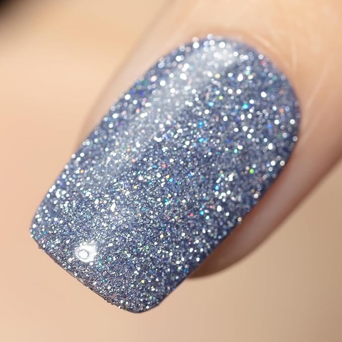 YTD Likomey Colorful Haze Blue Reflective Glitter Gel Nail Polish,15ml Holographic Flash Diamond Shimmer Gel,Sparkly Shiny Fall Winter Salon Home Manicure UV Varnish,SZ501