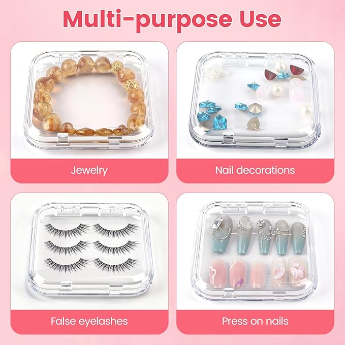 15 Pcs Press On Nail Packaging Box Press on Nail Storage Box for Press Ons with 90 Pcs Adhesive Double Sided Tape for Fake Nail Storage Case Nail Display Nail Salon Supplies (Transparent)