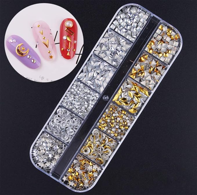 3000 Pieces(5 Boxes) Nail Art Rhinestone Set Nail Ornaments Style 1