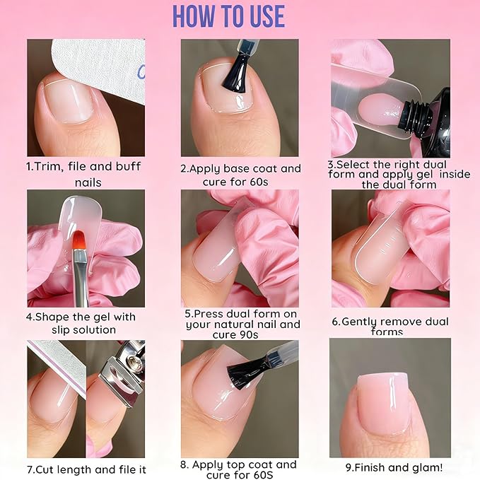Wide Pre-etched Square Toe Dual Forms for Polygel,SINOKAME Poly Gel Toenail Forms Molds Extension Reusable,No File Needed,16 Sizes (000-13) with French Guidelines for Salon Home DIY,160Pcs
