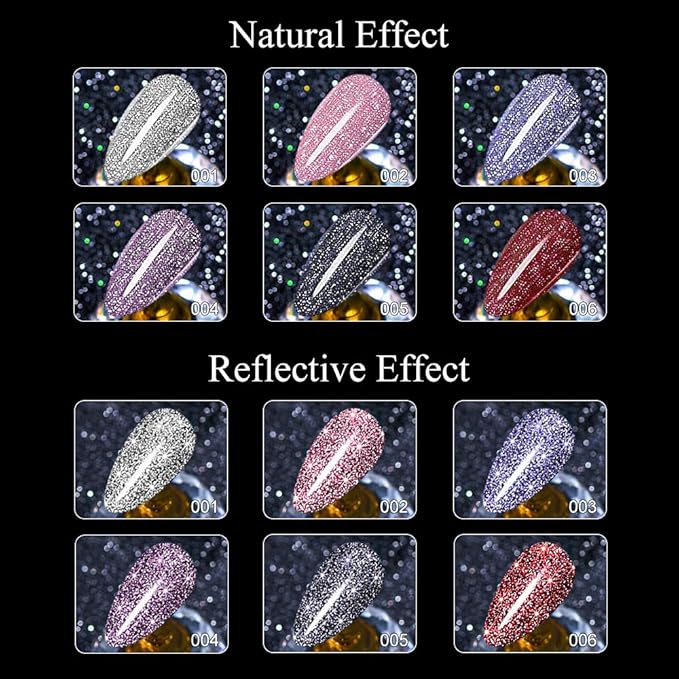 MIZHSE 6 Glitter and 6 Holographic Gel Nail Polish, Sparkle Shiny Glossy Rainbow Iridescent High Pigment Gel Polish Nail Lacquer Soak Off Manicure Art Gift for Ladies