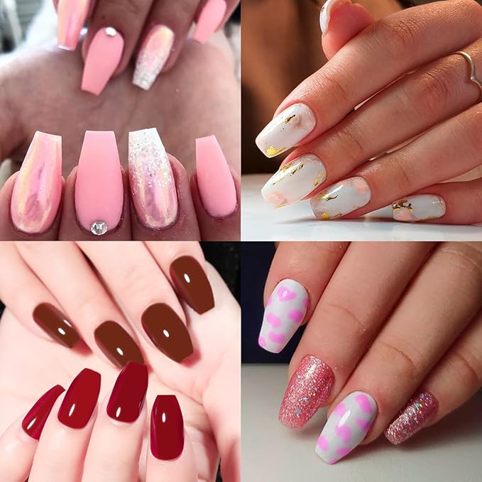 AddFavor Coffin Press on Nails Short, 576pcs Coffin Fake Nails Full Cover Glossy Short Nails Press on Acrylic False Nail Tips 24 Colors for Women