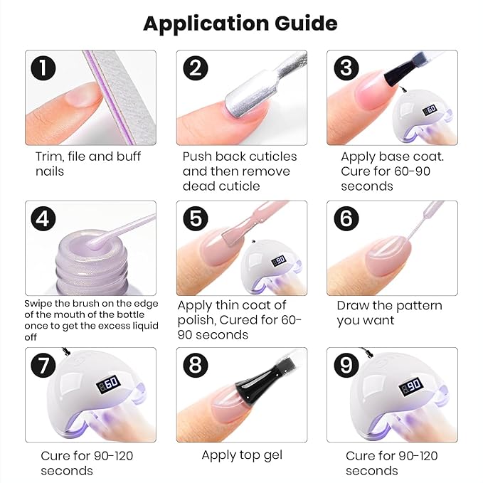 RARJSM Pearl Gel Liner Nail Art 2 Pcs Set Pearlescent Milky White Light Purple Golden Shell Glitter Swirl Effect Gel Nail Polish 8ml Build in Thin Brush Painted Striper GelPolish Curing Requires