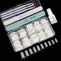 SAVILAND Acrylic Nail Tips with Acrylic Nail Brush: 10 Sizes Half Cover French Nails Tips Manicure Brush Size 8/10/14 for Acrylic Powder Nail Kit with Box Art At Home DIY