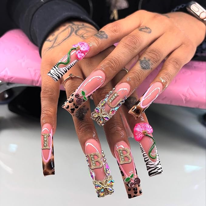 52 Pcs 3D Rose Gold Nail Charms Letters Initial Charms for Nails Nail Letter Charms Alphabet Rhinestone Letter Nail Charms for Nail Art Design Decoration DIY Craft
