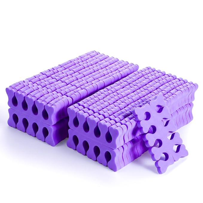 100 Pcs Sponge Toe Separators Soft Finger Separators Premium Pedicure Tool Kit Flexible Toe Divider Spacer for Polishing Pedicure Manicure Coating Nail Art Beauty Accessories (Purple)