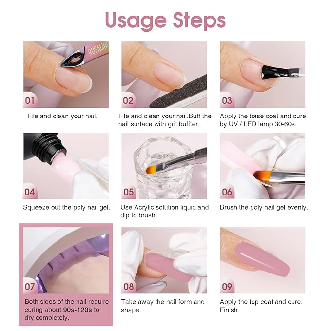ROSALIND Nude Pink Poly Extension Gel, 60ml/2 oz Purple Nude Poly Nail Gel Building Enhancement for Nail Thickening Decoration for Fall Colors, Easy to DIY Use at Home Need UV Lamp