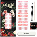 Nail Polish Strips (No UV Lamp Needed) - 22 Pcs Salon Quality Gel Nail Stickers - Long Lasting Wraps (Dusty Orange Flower)