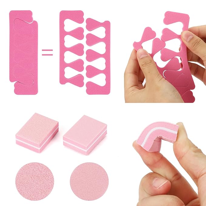 277Pcs Toe Separators Set- Nail Spa Party Tools, Mini Nail Files Buffers Block, Orange Nail Sticks Pedicure Wood Cuticle Pushers