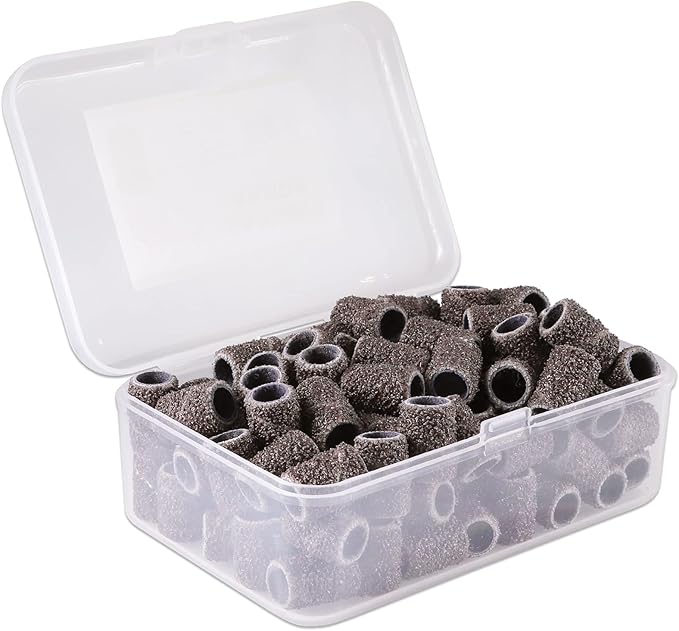 100 Pcs Large Nail Drill Bits Sanding Bands for Nail Drill – Nail File for Acrylic Nail Gel Manicures Pedicure PANA Nail Drill Bits (Sanding Bands Variation 01) (60 Grit, Large Brown)