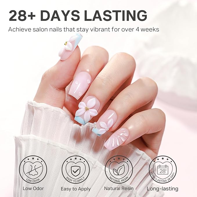 MIZHSE White 3D Gel Nail Art 30g Sculpting Gel Non-Sticky Molding Gels Solid U V LED Soak Off Gels Polish with 3D Flower Charm Nail Molds for Nails and Silicone Pen for Nail Design