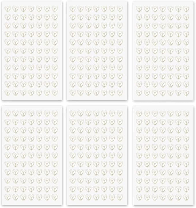 462PCS Pearl Stickers Pearls for Crafting - Self Adhesive Pearls for Hair Face Makeup Eye Nail Crafts, Stick On Gems (6 Sheets, 10mm Heart-Shaped)