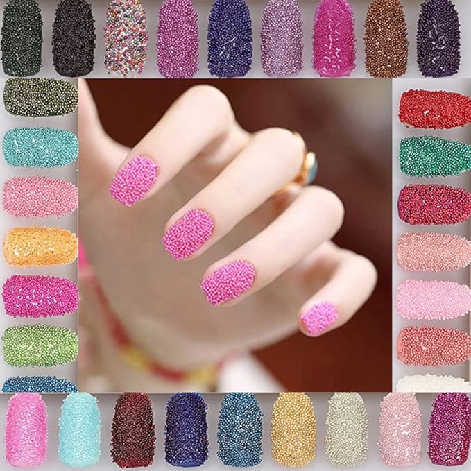 Nail Art 3D Caviar Beads Mini Metal Ball Gold Studs and Silver Micro Steel Beads