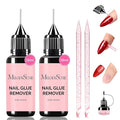 MelodySusie 2PCS Nail Glue Remover for Press on Nails, Acetone Free Nail Polish Remover Multi-Functional Liquid for Removing Glue from Nail Tips Full Cover Nails for Home and Salon Use
