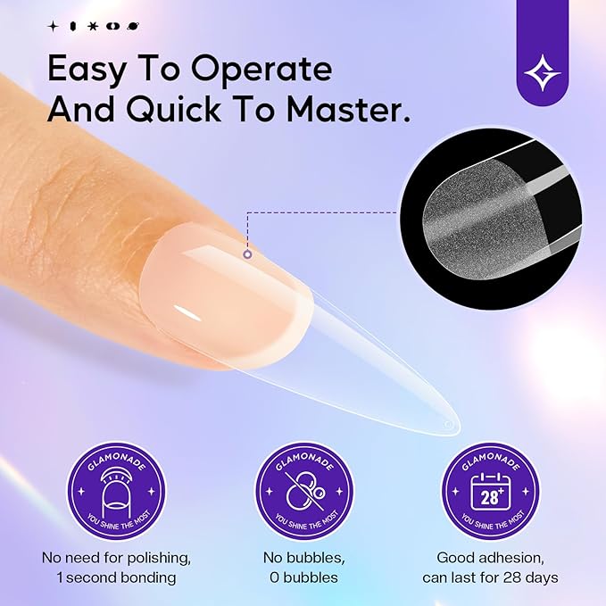 Stiletto Nails Press On Tips - 312pcs Gel Fake Nails Full Cover Extension Pre-Shape Pointed Long DIY 12 Sizes