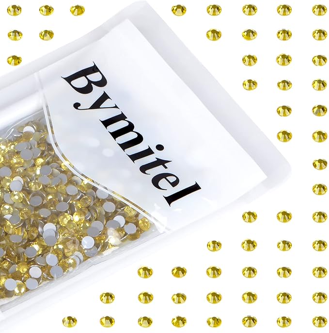 1440PCS Art Nail Rhinestones Non Hotfix Glue Fix Round Crystals Glass Flatback for DIY Jewelry Making with one Picking Pen (ss20 1440pcs, Citrine)