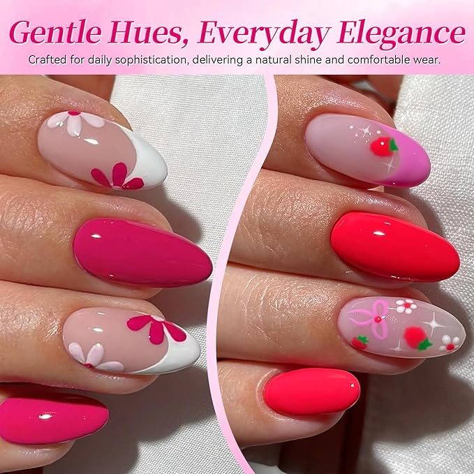 BORN PRETTY Hot Pink Gel Nail Polish Set 6 Colors,Neon Dragon Fruit Bright Pink Purple Bloody Red Soak off U v Gel Polish Kit for Salon Manicure and Nail Art DIY at Home