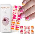Semi Cured Gel Nail Strips,Red French Tip Nails Stickers with High Gloss and Glitter Design for Women,60S UV Light Curing Manicure,Long Lasting, Arts at Home(Colorful Daisy French)